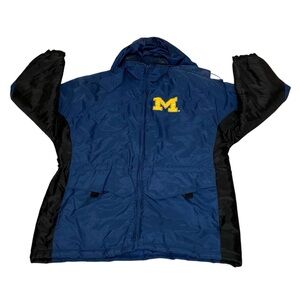 VINTAGE G-III MICHIGAN Wolverines Varsity Hooded Puffer Jacket M